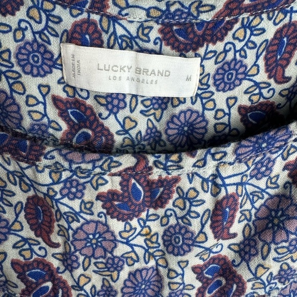 Lucky Brand Mixed print Tie Sleeve Midi Dress size Medium - Picture 3 of 8